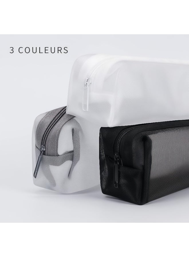 حقيبة أقلام شبكية، 3 عبوات من الحقيبة الشبكية بسحاب، حقيبة تخزين قرطاسية لتنظيم مقلمة شفافة متعددة الوظائف للوازم المكتبية ومستحضرات التجميل وإكسسوارات السفر - Image 5